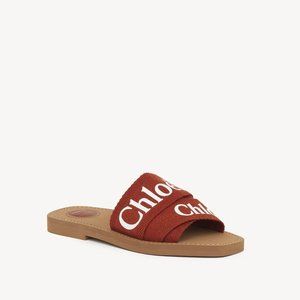 Chloe Woody Flat Mule in Terracotta Red